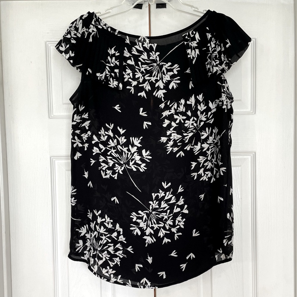 EUC BR boat neck blouse pleated shoulder detail
